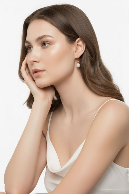 White Baroque Natural Pearl Earrings