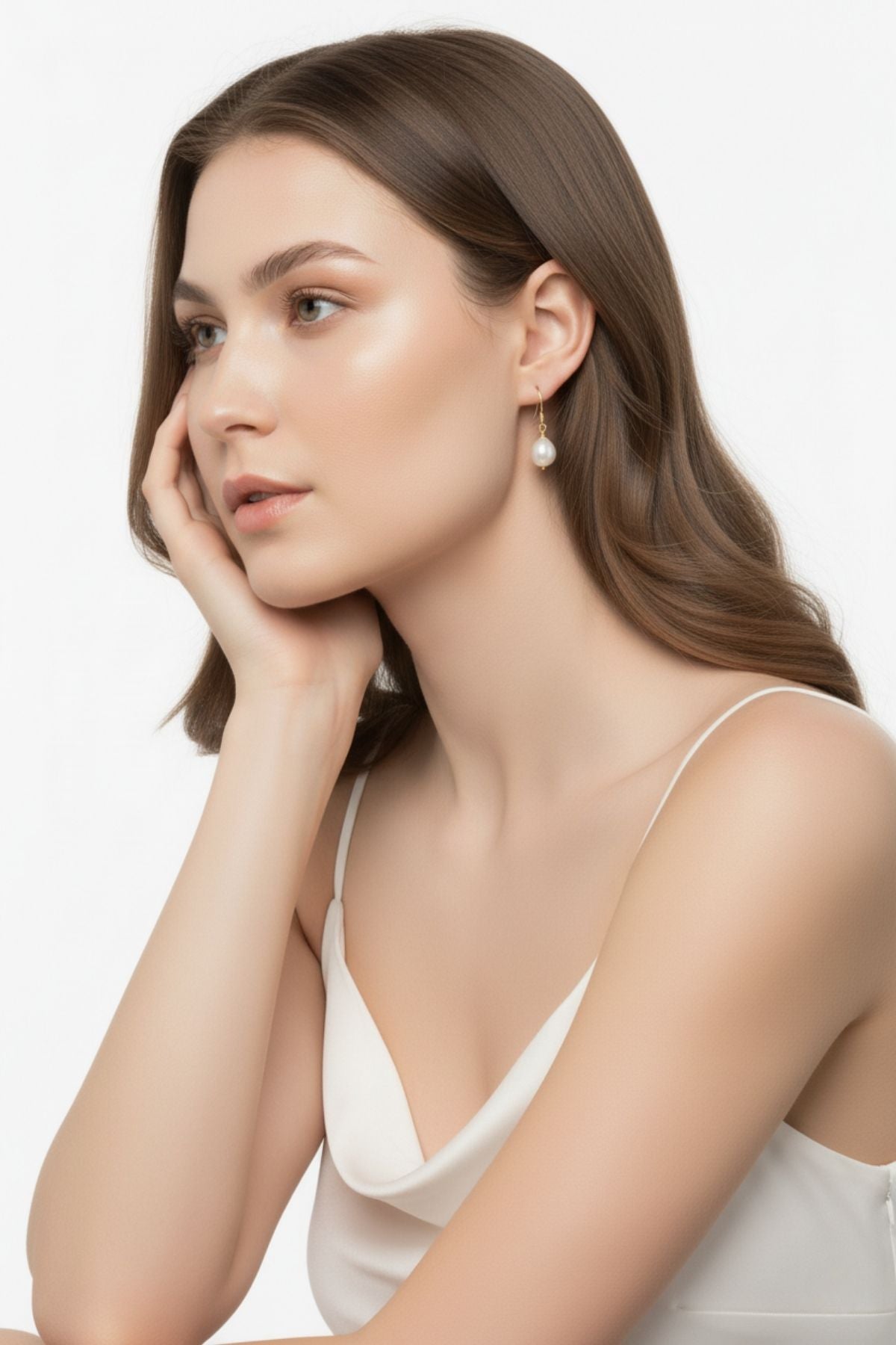 White Baroque Natural Pearl Earrings