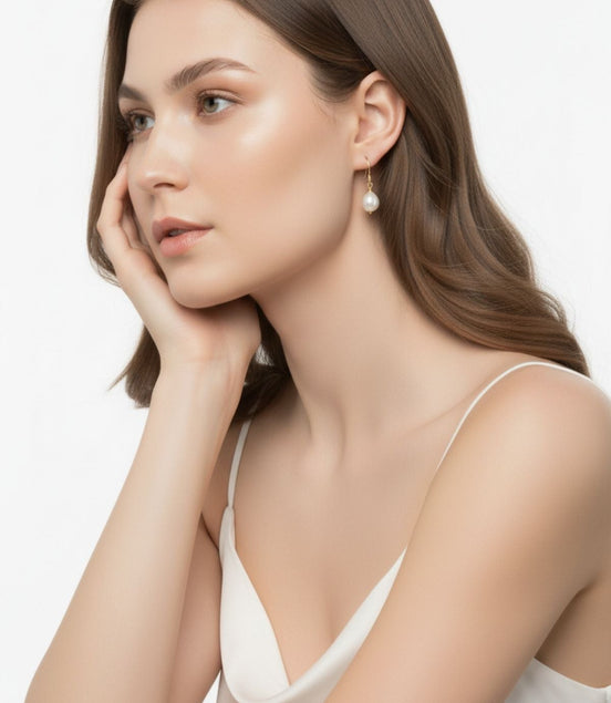 White Baroque Natural Pearl Earrings