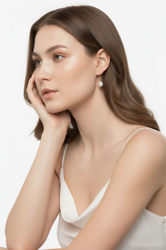 White Baroque Natural Pearl Earrings