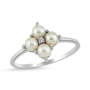 0,06 Karat Natural Pearl Diamond Ring