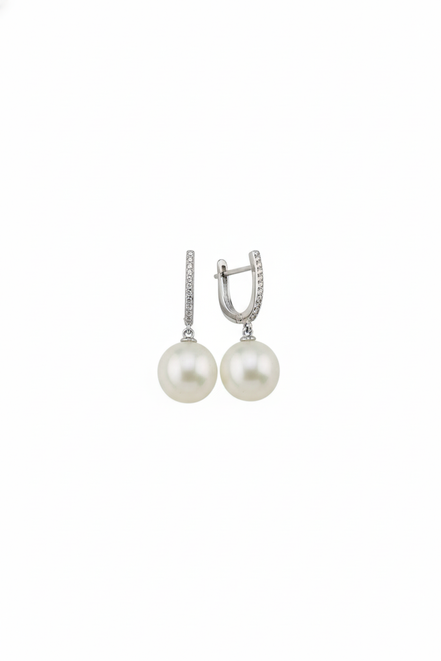 White Natural Pearl Stone Earrings