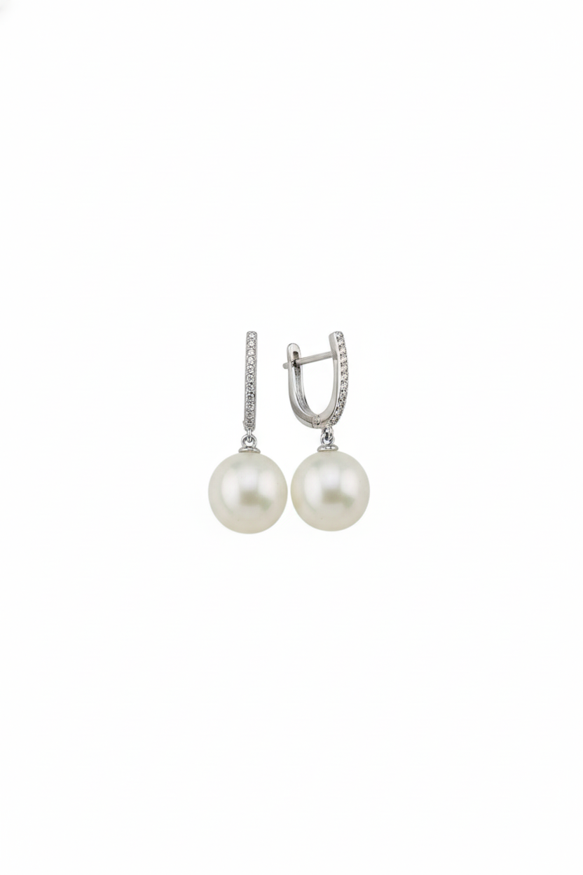 White Natural Pearl Stone Earrings