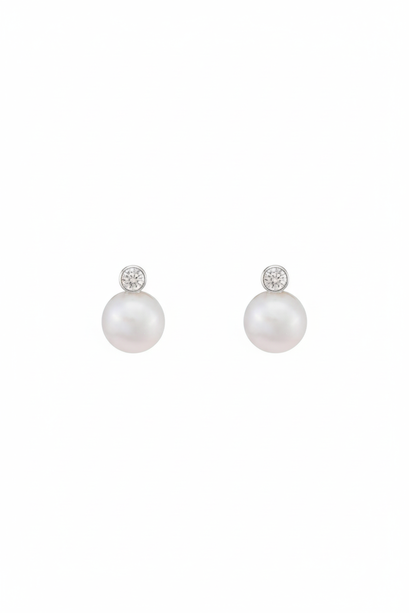 Pearl Earrings with Diamonds