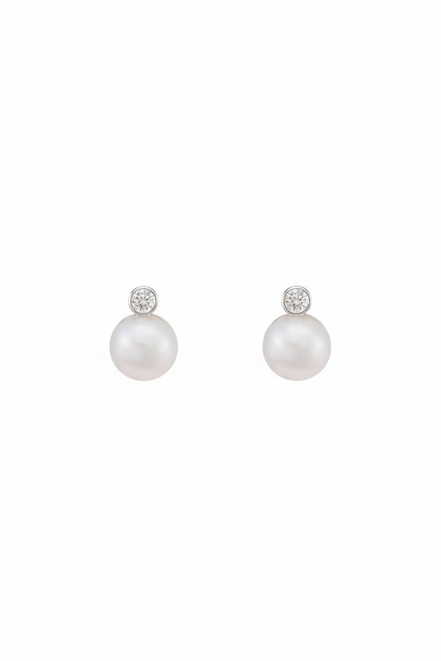 Pearl Earrings with Diamonds