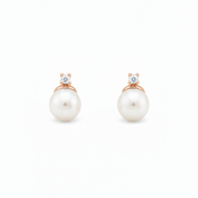 Four-Pronged Diamond Pearl Earrings