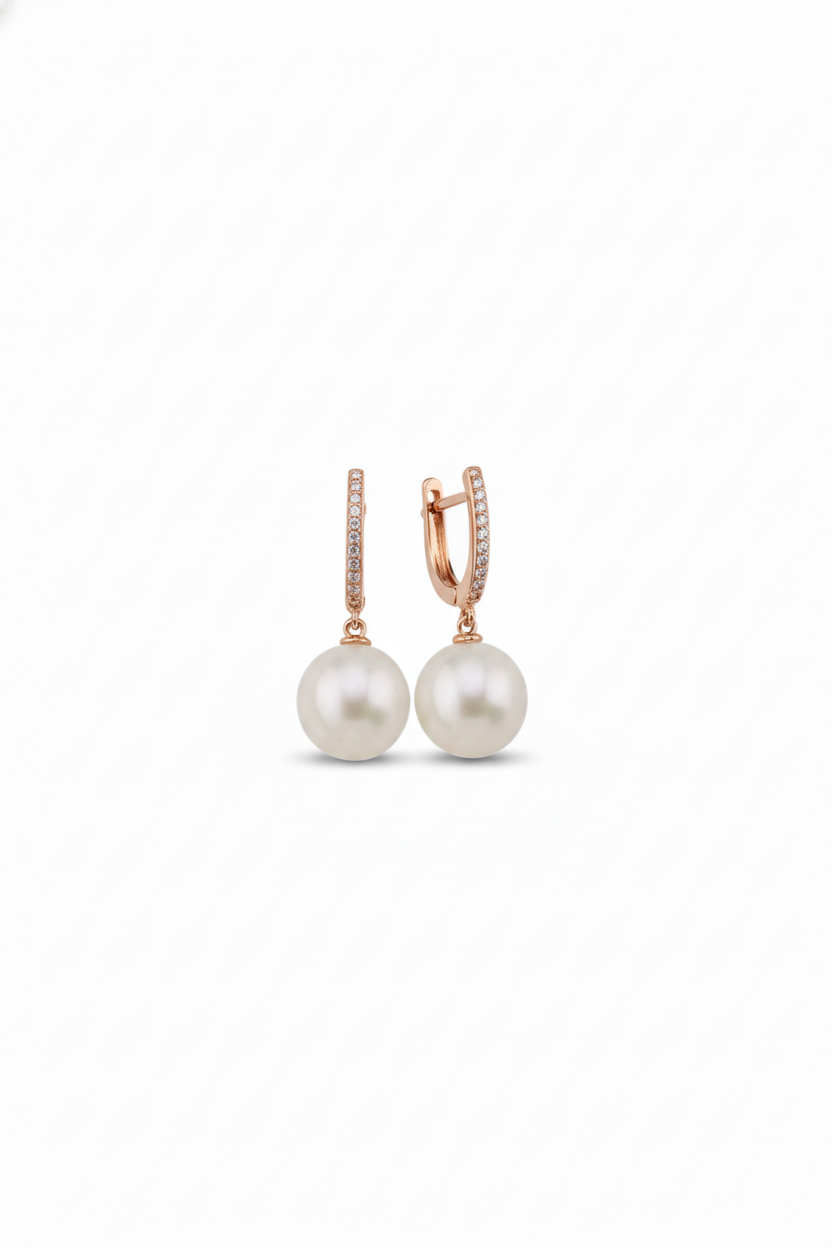 White Natural Pearl Stone Earrings