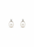 Four-Pronged Diamond Pearl Earrings