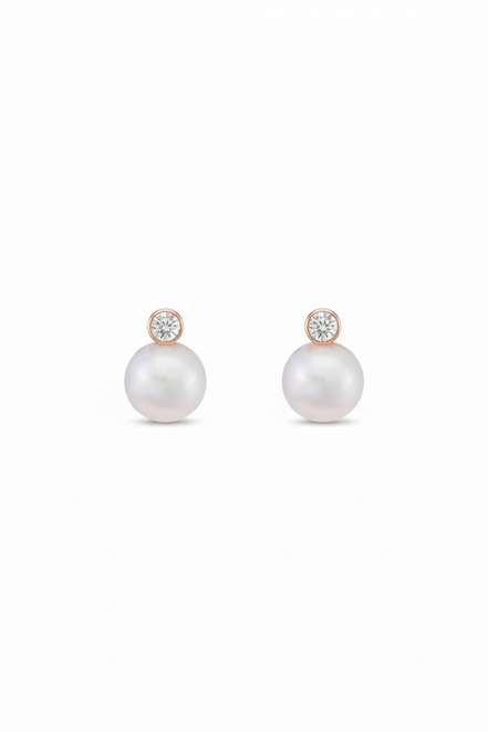 Pearl Earrings with Diamonds