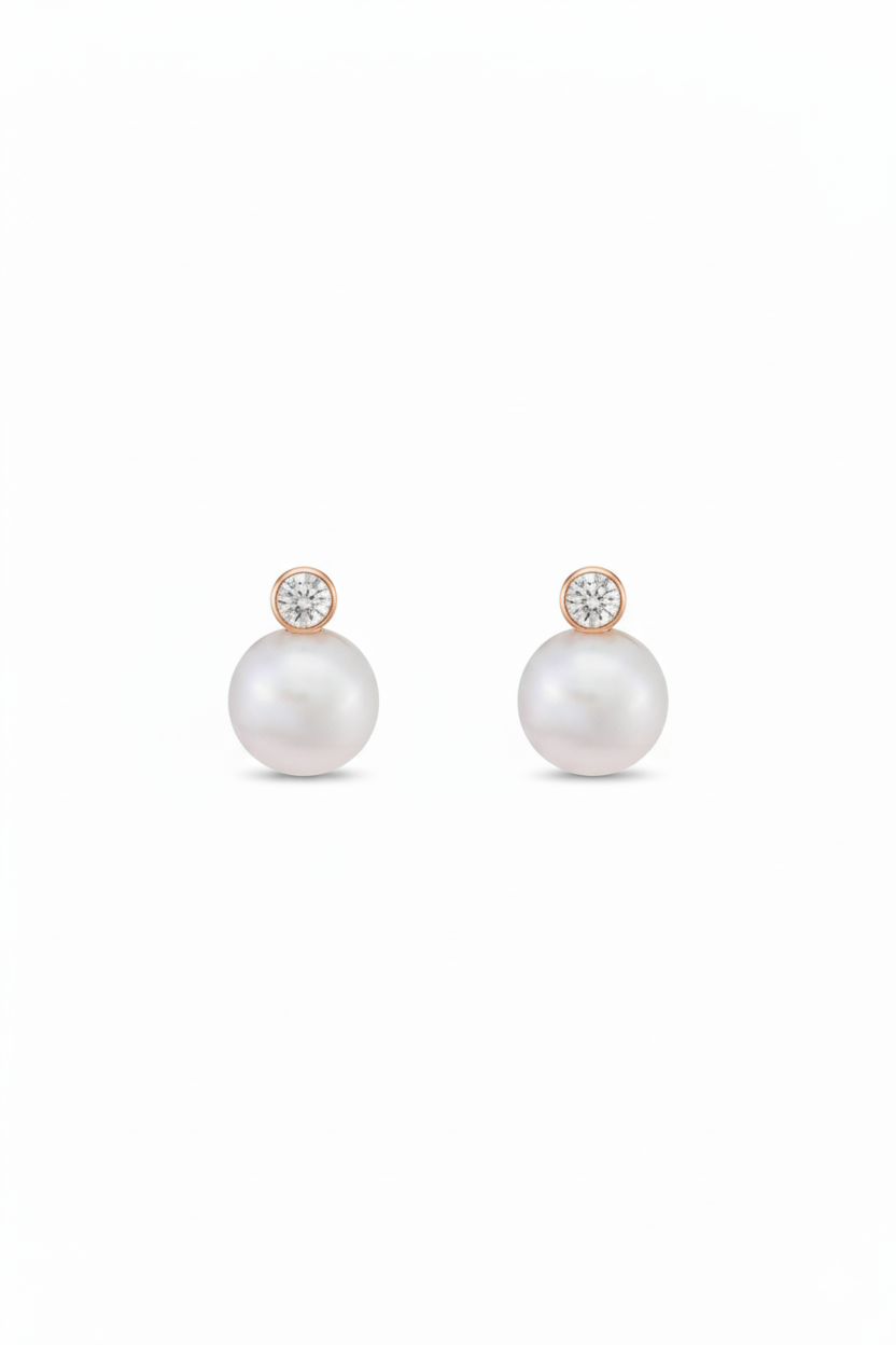 Pearl Earrings with Diamonds