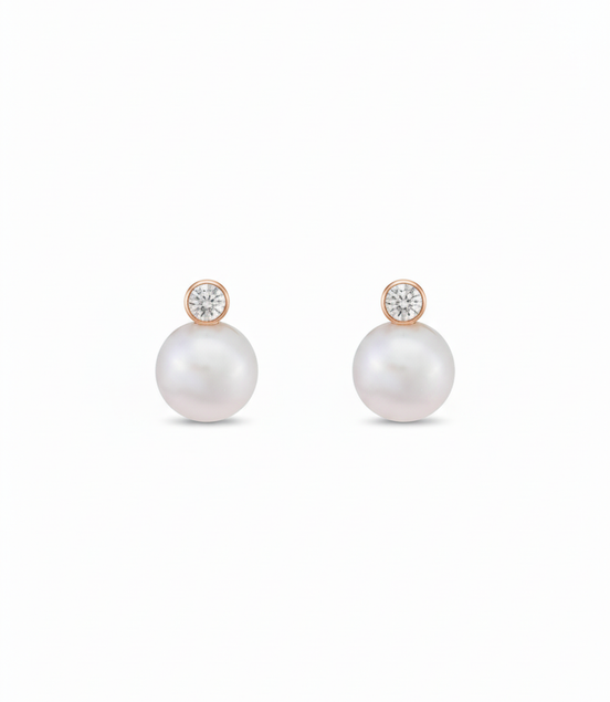 Pearl Earrings with Diamonds