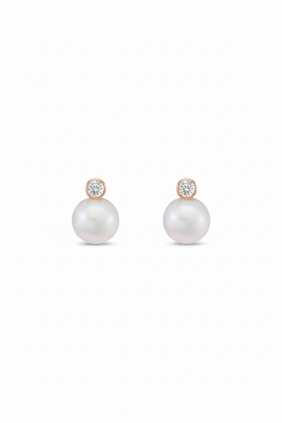 Pearl Earrings with Diamonds