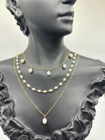 Natural Pearl Triple Necklace Set