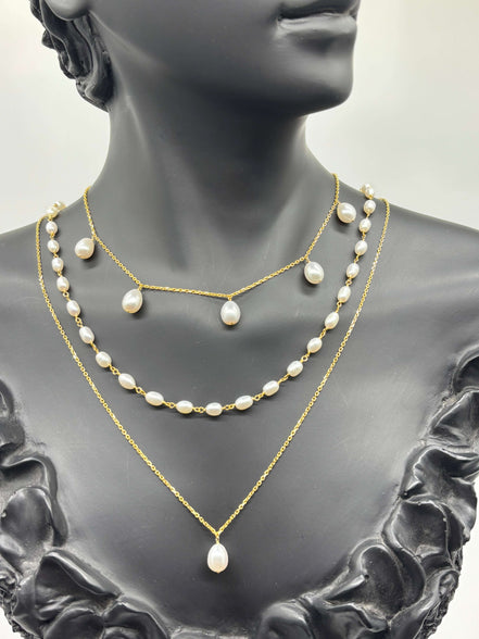 Natural Pearl Triple Necklace Set
