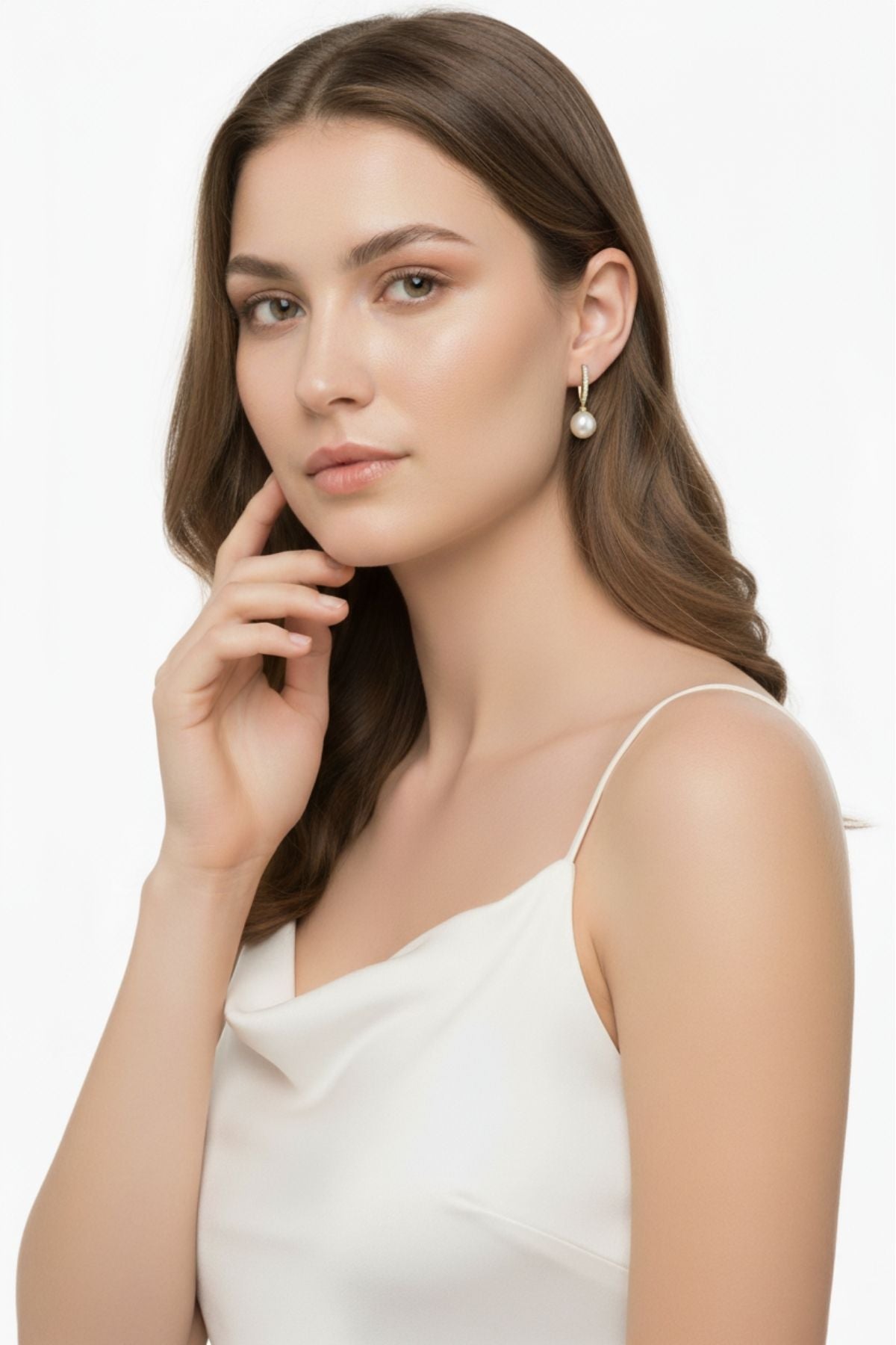 White Natural Pearl Stone Earrings
