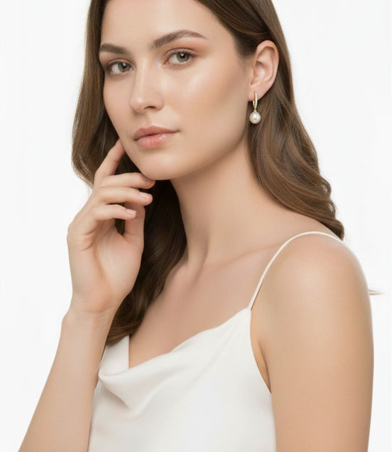 White Natural Pearl Stone Earrings