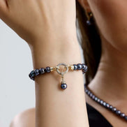 Halka Kilitli Siyah Doğal İnci Bileklik | İnci Bileklik | Birinci1926