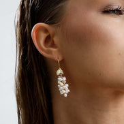 Grape Cluster Natural Pearl Earring Ring Double Set