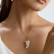 Grape Cluster Natural Pearl Necklace Ring Double Set