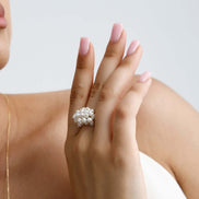 Grape Cluster Natural Pearl Earring Ring Double Set