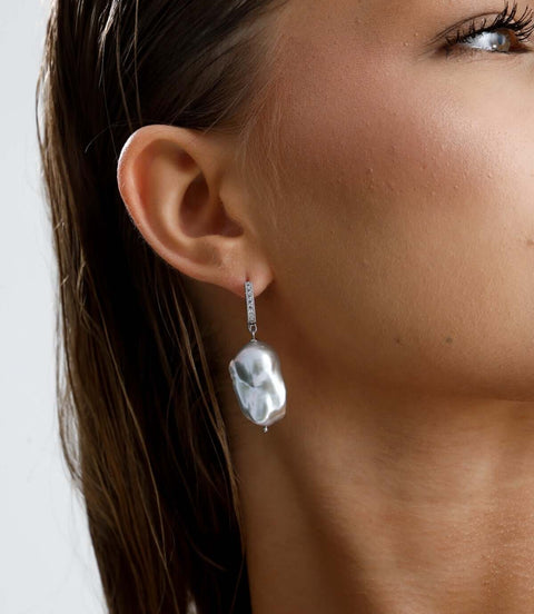 Gri Barok Doğal İnci Küpe | İnci Küpe | Birinci1926