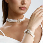 Lale Motif Dört Sıralı Doğal İnci Bileklik | İnci Bileklik | Birinci1926