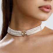 Lale Motif Dört Sıralı Doğal İnci Kolye | İnci Kolye | Birinci1926