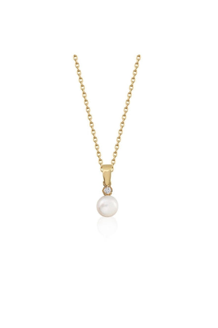 Four Prong Diamond Natural Pearl Pendant