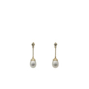 Pearl Drop Earrings with Diamond