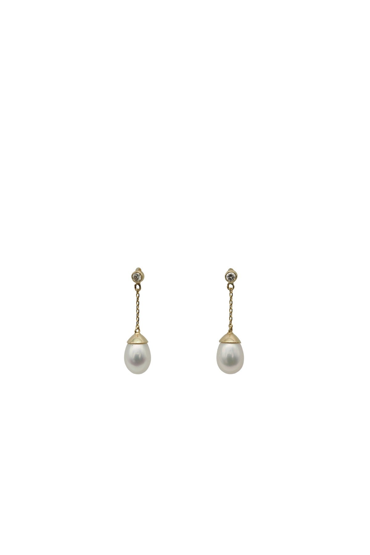 Pearl Drop Earrings with Diamond