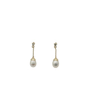 Pearl Drop Earrings with Diamond
