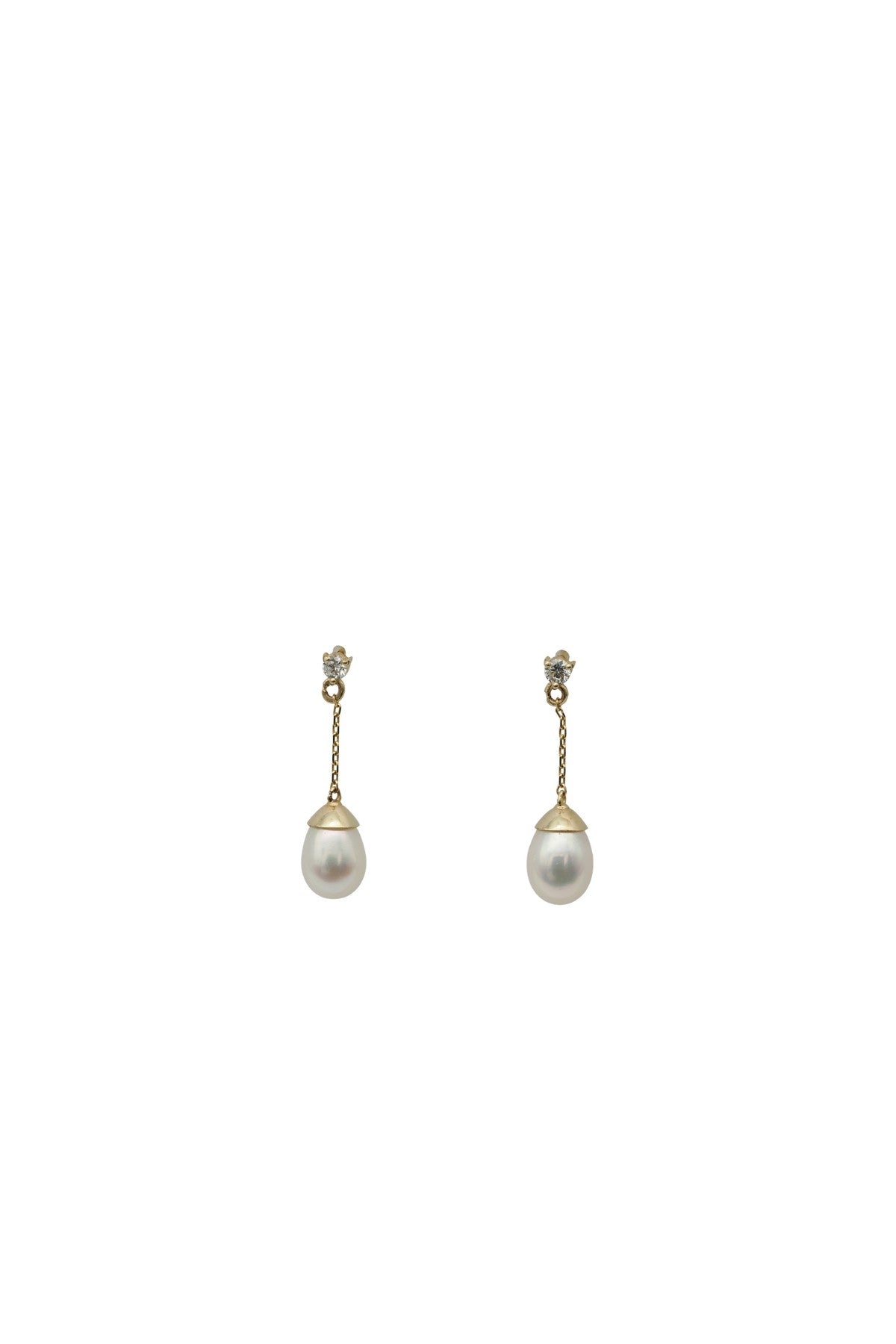 Pearl Drop Earrings with Diamond