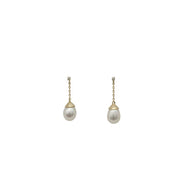 Pearl Drop Earrings with Diamond
