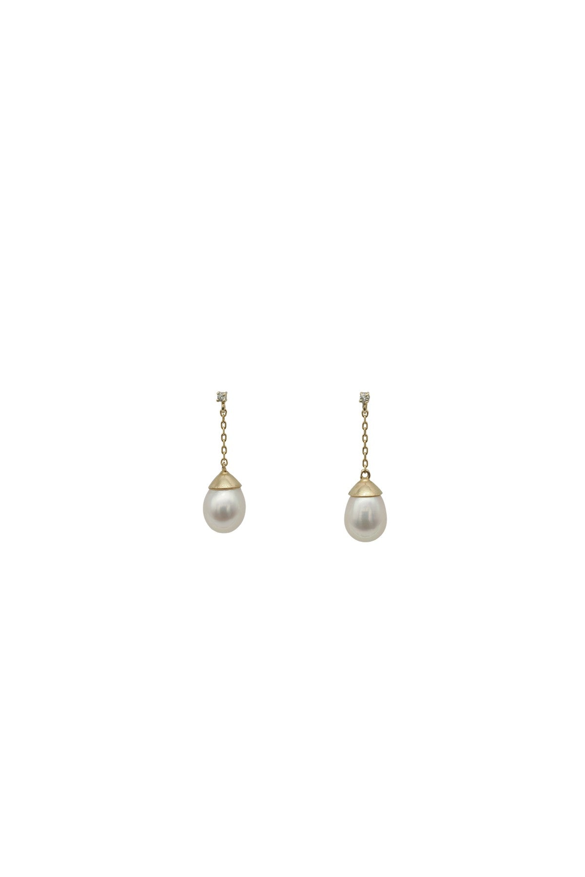 Pearl Drop Earrings with Diamond