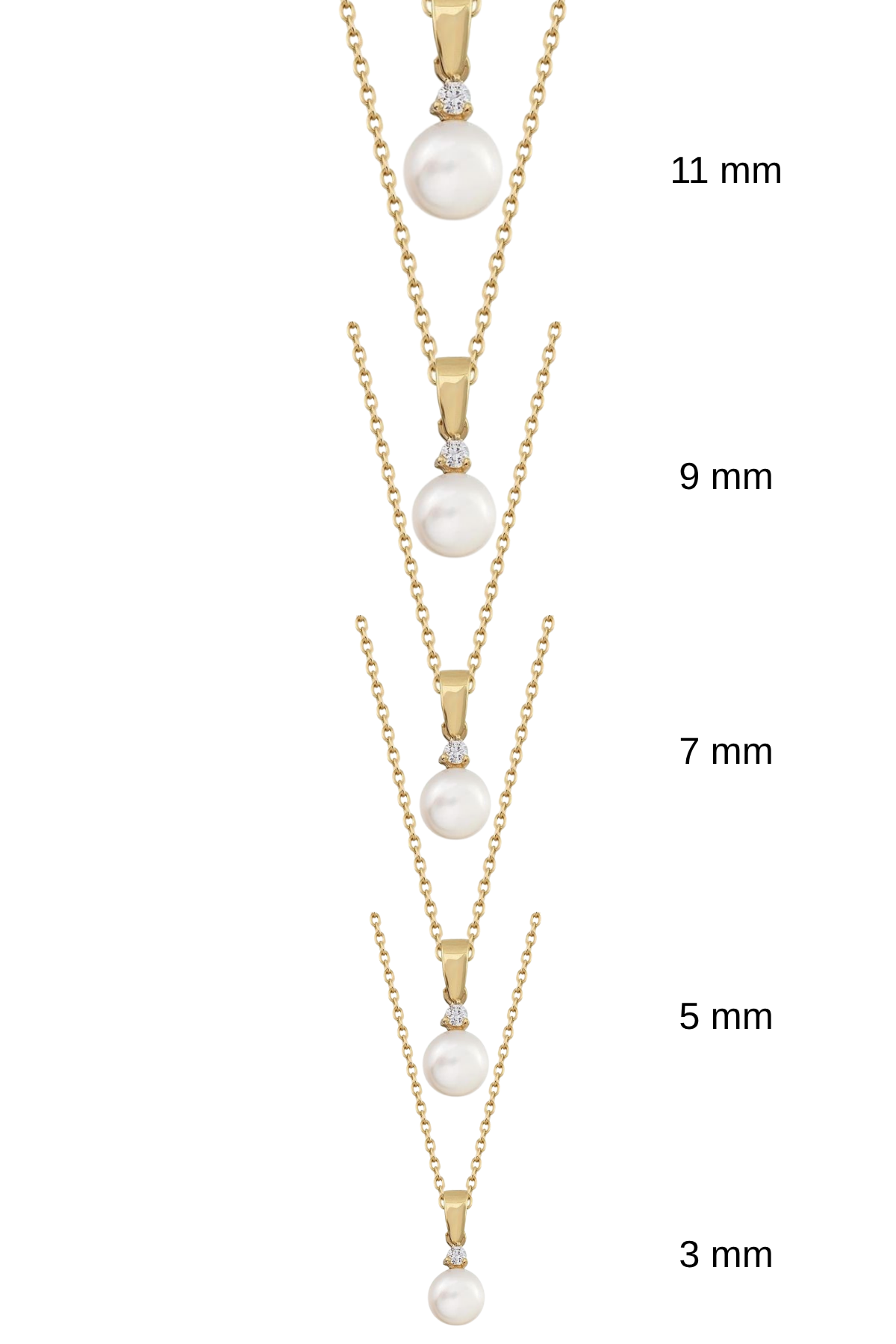 Three Pronged Diamond Natural Pearl Necklace