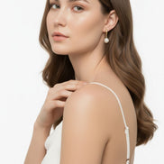 White Natural Pearl Hoop Earrings