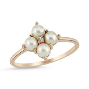 0,06 Karat Natural Pearl Diamond Ring