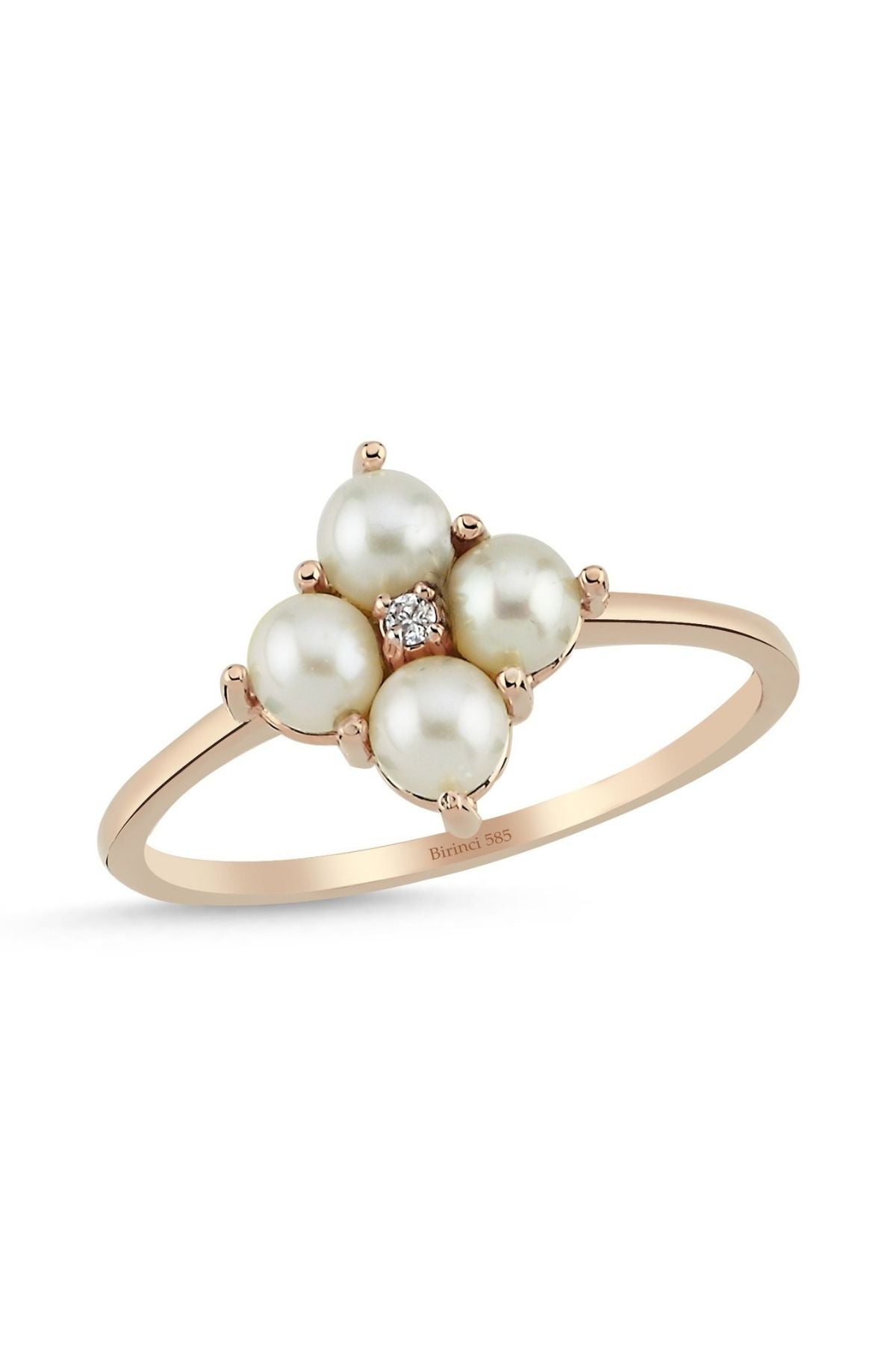 0,06 Karat Natural Pearl Diamond Ring