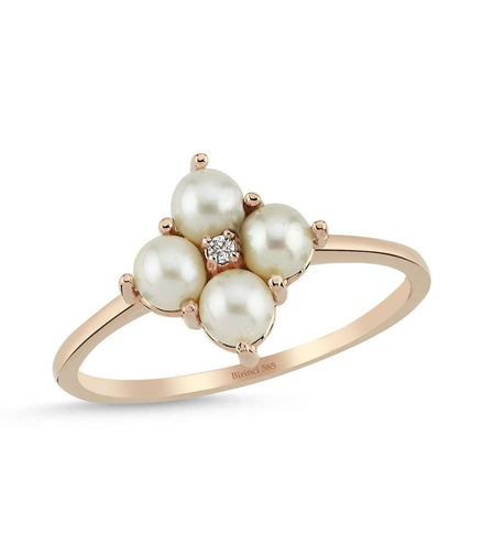 0,06 Karat Natural Pearl Diamond Ring