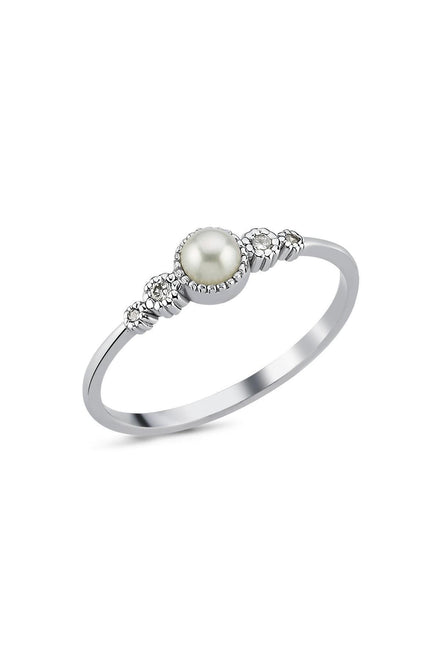 0,12 Karat Crispy Natural Pearl Diamond Ring