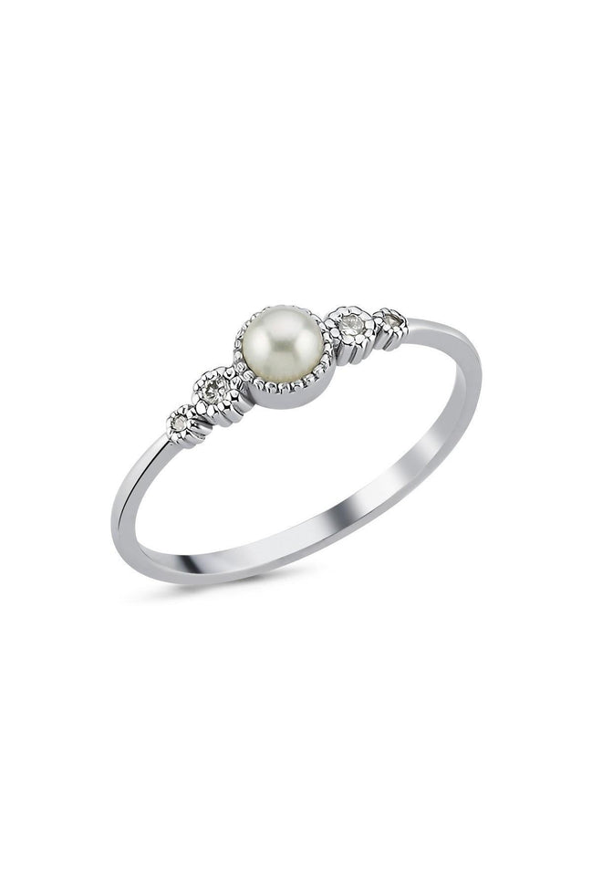0,12 Karat Crispy Natural Pearl Diamond Ring