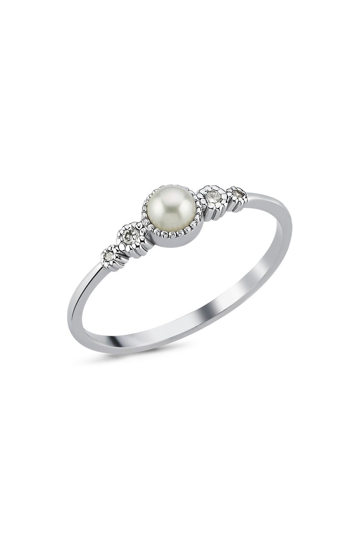 0,12 Karat Crispy Natural Pearl Diamond Ring