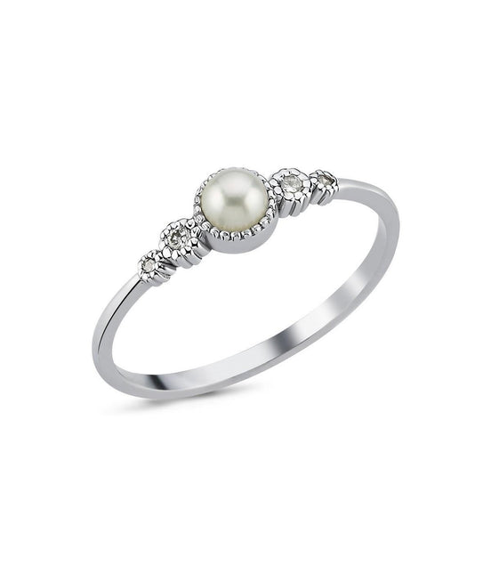 0,12 Karat Crispy Natural Pearl Diamond Ring