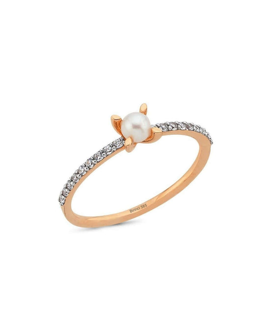 0,20 Karat Natural Pearl Diamond Ring