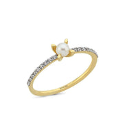 0,20 Karat Natural Pearl Diamond Ring