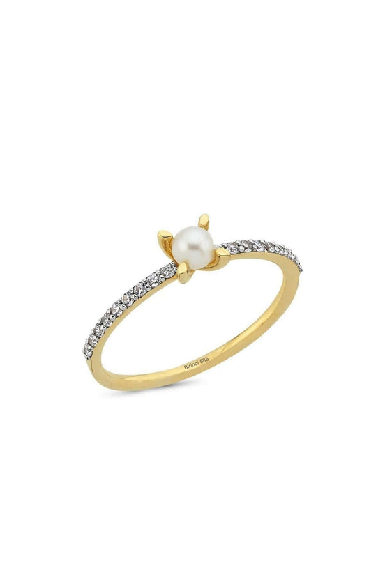 0,20 Karat Natural Pearl Diamond Ring
