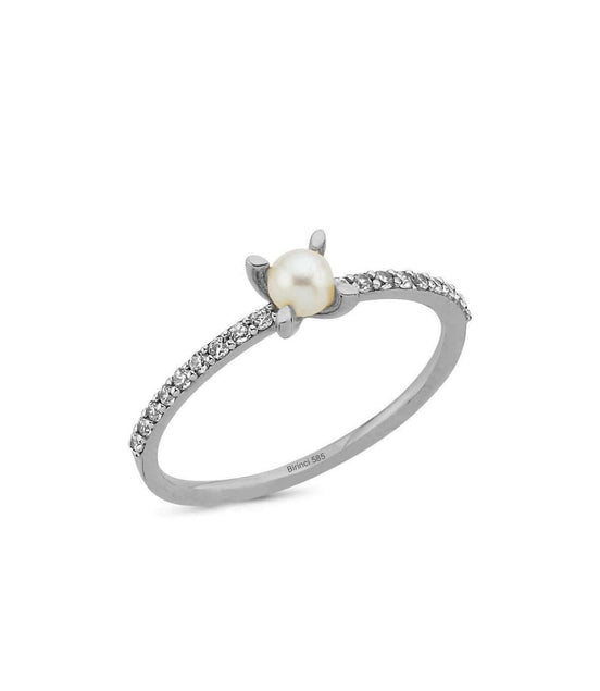 0,20 Karat Natural Pearl Diamond Ring