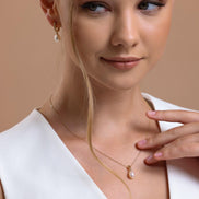 Drop Natural Pearl Necklace Earring Double Set