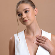 Drop Natural Pearl Necklace Earring Double Set