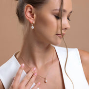 Drop Natural Pearl Necklace Earring Double Set